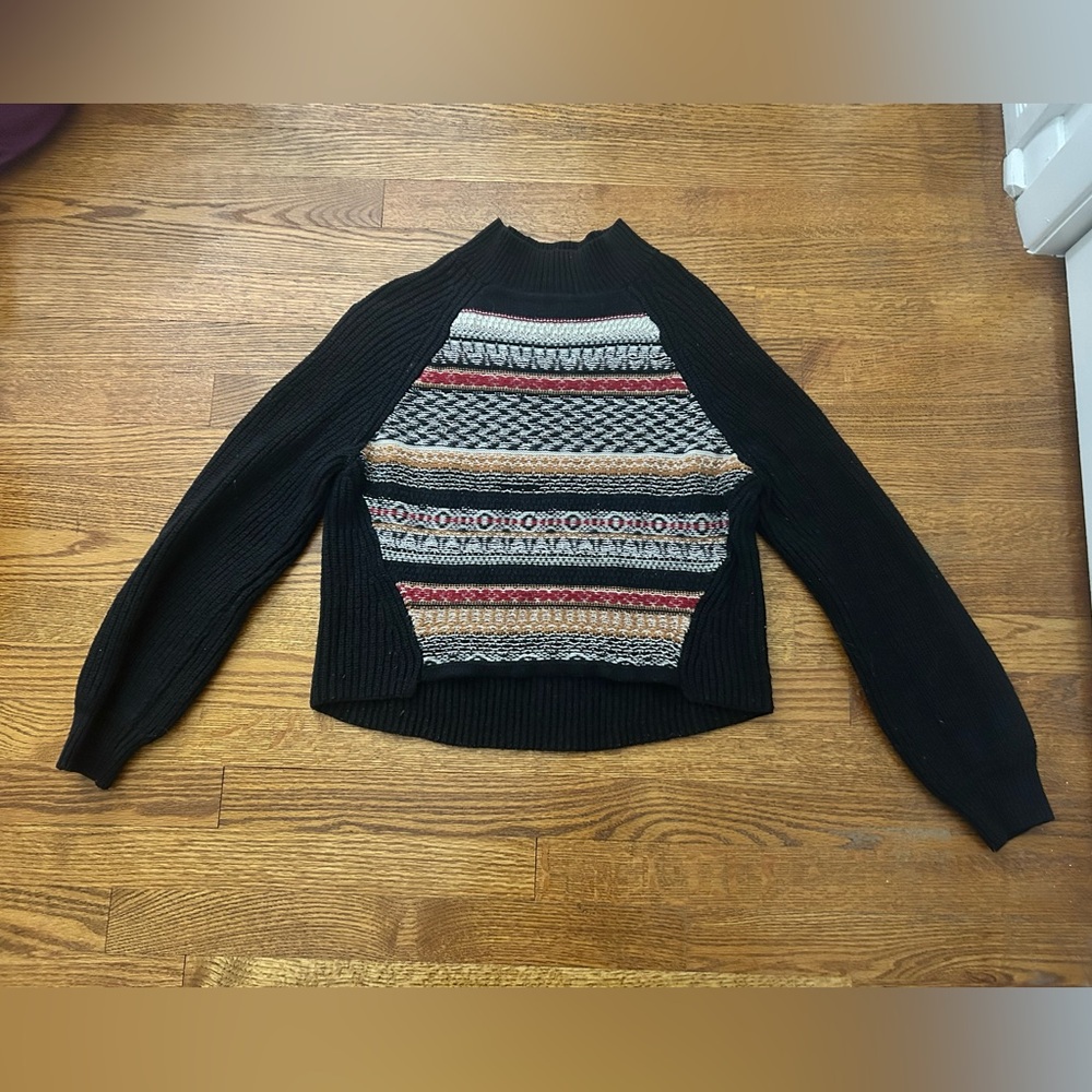 Ecote Mock Neck Sweater with Nordic Patterns